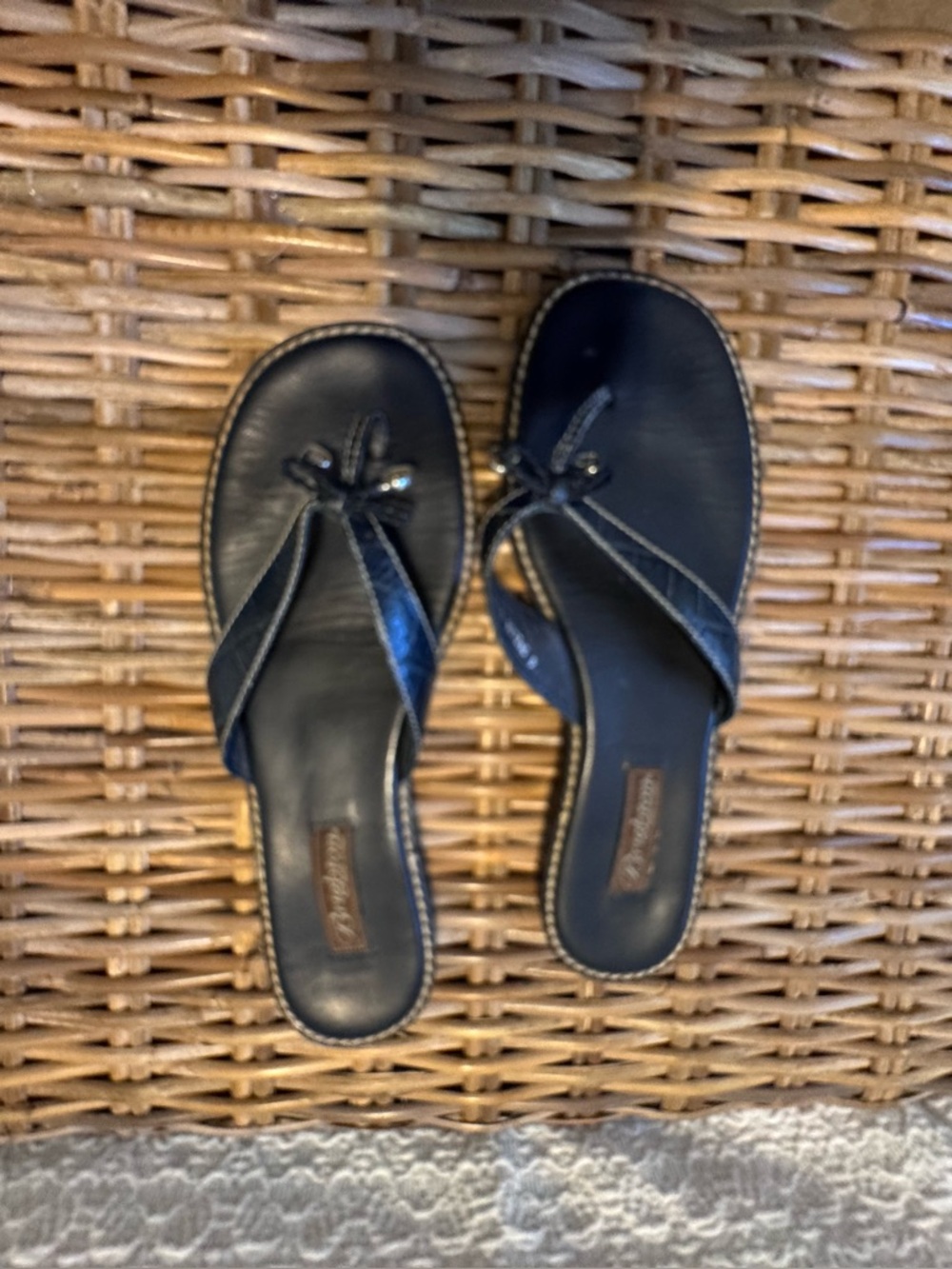 Brighton Ophelia Navy Embossed Leather Thongs